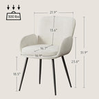 VKNOW Modern Dining Chairs Set of 4, Upholstered Dining Room Chair with Armrest, Kitchen Chairs with Curved Ergonomics Backrest for Living Room, Dining Room, Kitchen, Beige