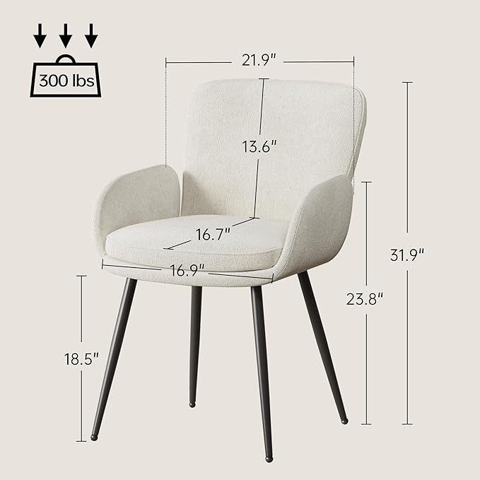 VKNOW Modern Dining Chairs Set of 6, Upholstered Dining Room Chair with Armre...