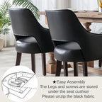 PU Leather Dining Chairs Set of 2 Upholstered Armchair Side Chairs Wood Accent Chair for Living Room/Dining Room/Bedroom/Restaurant, Black