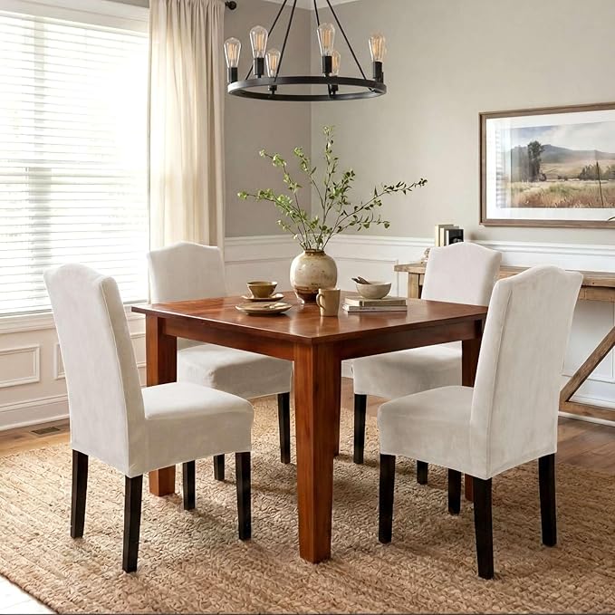 H.VERSAILTEX Dining Chair Covers Velvet Stretch Chair Covers for Dining Room ...