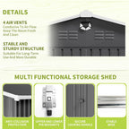 10x14 FT Metal Storage Shed, Outdoor Tool Sheds with Lockable Door, Large Heavy Duty Tool Sheds, Outside Waterproof Storage Building