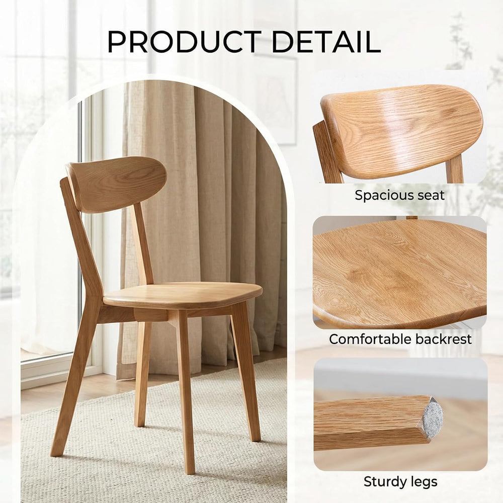 Solid Wood Dining Chairs Mid Century Modern Kitchen Chairs Set of 6 | Rounded...