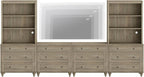 WAMPAT Entertainment Center with Bookshelves for TVs up to 75", Farmhouse Wall Unit TV Stand with Drawers, Media Console Table for Living Room, Bedroom & Home Theater, Wash Grey
