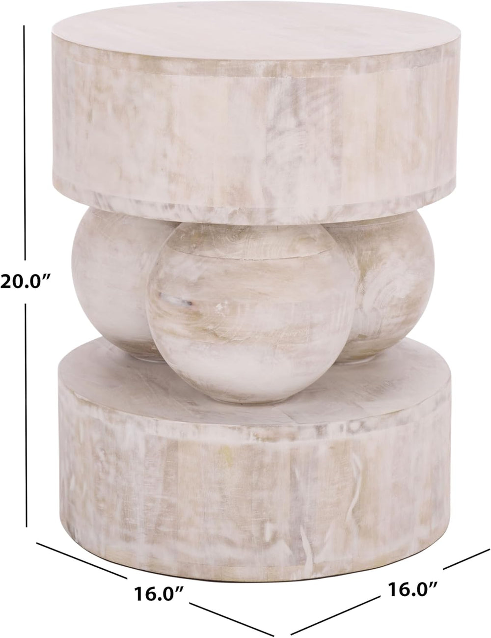SAFAVIEH Home Collection - Xavier White Washed Solid Wood Accent Table, Sculp...