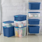 Sterilite 6-Pack Latch and Carry, Clear Plastic Storage Bins with Latching Lids and Full-Grip Handles, 12 Gallon