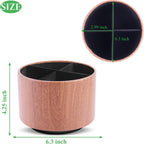 Round Leather Art Supply Organizer,Remote Control Holder,360 Degree Spinning,Multi-Functional Pencil Holder,4 Compartments Desktop Stationary Organizer(1-Thin Wood Ligh Brown)