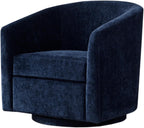 Zihanhome Chenille Swivel Accent Chair, Living Room Chairs, No Assembly Upholstered Armchair, 360°Rotating Barrel Chair for Bedroom, Apartment & Reading Nook (1, Dark Blue)
