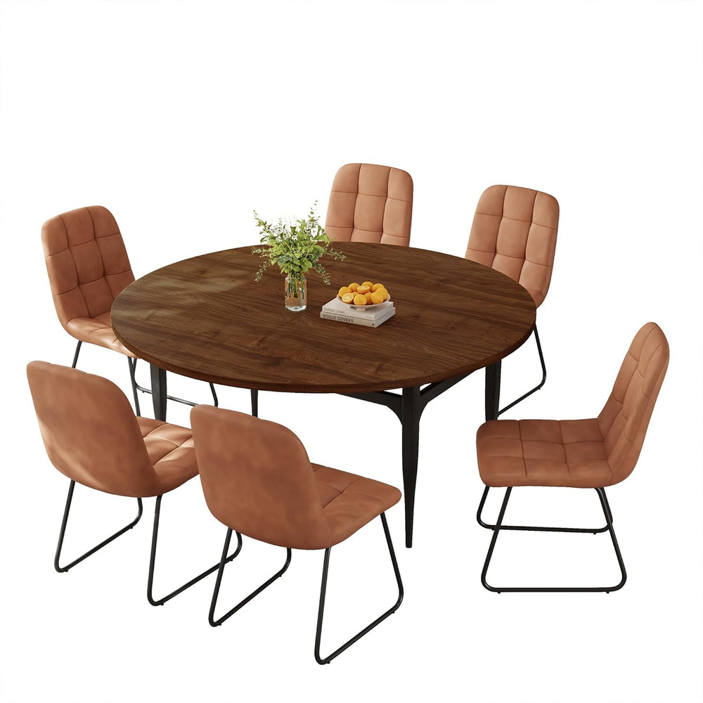 HIPIHOM Expandable Folding Dining Table Set, 55-Inch Round to Square Table wi...