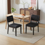 VINGLI Black Woven Wooden Dining Chairs Set of 4,Armless Mid Century Modern Desk Chairs with Rivet&Foot Pegs,Upholstered Farmhouse Comfy Chair No Wheels for Dining Room,Living Room,Kitchen,Oak,Suede