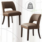 VKNOW Modern Dining Chairs Set of 6, Faux Leather Upholstered Dining Room Chair Kitchen Chairs, Farmhouse Dinner Chair for Kitchen Dining Room, Dark Brown