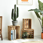Wooden Crates Set of 3 - Large Rustic Wood Nesting Crates for Decoration, Display, Storage Boxes brown wooden crates farmers market deco wooden crates (Brown)