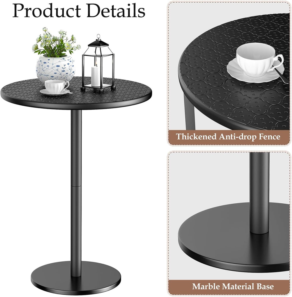 Small Round Side Table, Pedestal Accent End Table with Marble Base for Living...