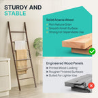 AVLORA Design 6-Tier Blanket Ladder Rack 66.5" H x 18" W - Espresso Brown | Acacia Wood Leaning Shelf, Quilt Throw Towel Holder Stand, Rustic Farmhouse Decor for Living Room Bedroom Bathroom