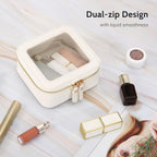 Aveniee Clear Makeup Bag Small, Mini Travel Toiletry Bag Cosmetic Bags Organizer, TSA Approved Clear Makeup Case Pouch with Zipper, Car Essentials for Women Men,White