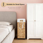 Rolling Laundry Hamper with Wheels, Slim Laundry Basket with Removable Liner Bag & 2 Mesh Bags, Handwoven Water Hyacinth Clothes Hamper for Bedroom Bathroom (Natural, 85L)