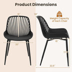 Giantex Black Dining Chairs Set of 4, Modern Kitchen Chairs w/Metal Legs, Cutout Backrest, Curved Seat, Armless Accent Chairs, Indoor Side Chairs for Living Dining Room Home, Load 330 LBS