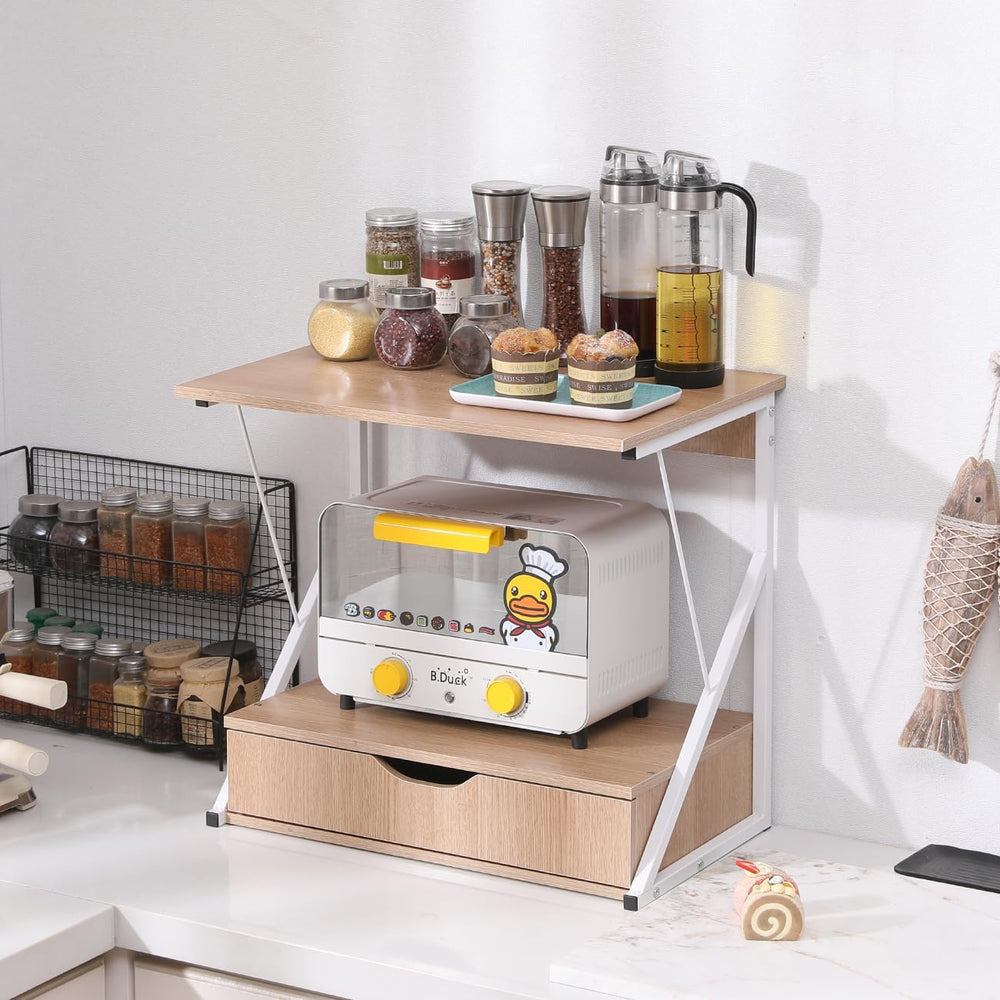 Kitchen Countertop nizer with 3 Tier Microwave Shelf Metal Frame Oven Rack Wo...