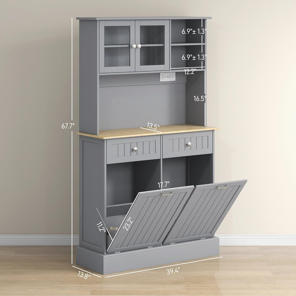 39.4" D*13.8" W*67.7" H Freestanding Kitchen Pantry with 2 Dra...