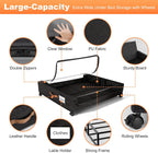 80L Large Under Bed Storage with Wheels, 2-Pack XXL Underbed Shoe Storage | Fit Most Bed, Removable & Locakable Wheels, Sturdy Metal Frame, Clear Lid, Easy Install, for Off-Season Clothes/Blankets