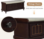 Merax Classic Storage Bench with Cushioned Seat and Three Drawers for Entryway & Living Room & Bedroom, Espresso
