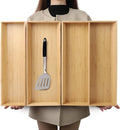 V-Shaped Bamboo Drawer Organizer Set of 3, Kitchen Large and Long Utensil Plate, Flatware & Silverware Storage Box, Wood Drawer Organizer for Bedroom, Living Room (19.6"x5.7" & 7.8" & 12.4")