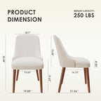 Dining Chairs Set of 2, Upholstered Dining Room Chair with Wood Legs, High-Back Padded Kitchen Chairs for Dining Room/Restaurant/Cafe, Beige