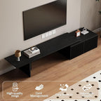 XEW Extendable TV Stand with Storage and Shelves, Wood Entertainment Center for 55+ Inch TV, Modern TV Console, Minimalist Media Console for Living Room, Bedroom-Black (Extendable: 78.7"-110")