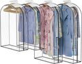 Clear Garment Bags for Hanging Clothes, 4-Pack, 2x40"+2x50" | Upgraded thickened clear garment bags with 10" gusset for closet storage of shirts, coats, dresses