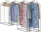 Clear Garment Bags for Hanging Clothes, 4-Pack, 2x40"+2x50" | Upgraded thickened clear garment bags with 10" gusset for closet storage of shirts, coats, dresses