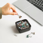 Ceramic Paper Clip Holder for Desk Cute Binder Holder Paperclip Holders for Office Paper Clips Dispenser Organizer desk décor (black)
