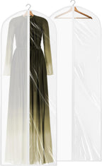 Simple Houseware 65-Inch Clear Garment Bags with Zipper for Gowns, 2 Pack | for Suits, Dresses, Costumes, Uniforms