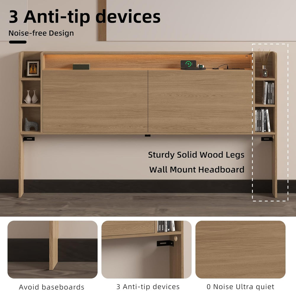 Modern Wooden King Headboard Only with Storage