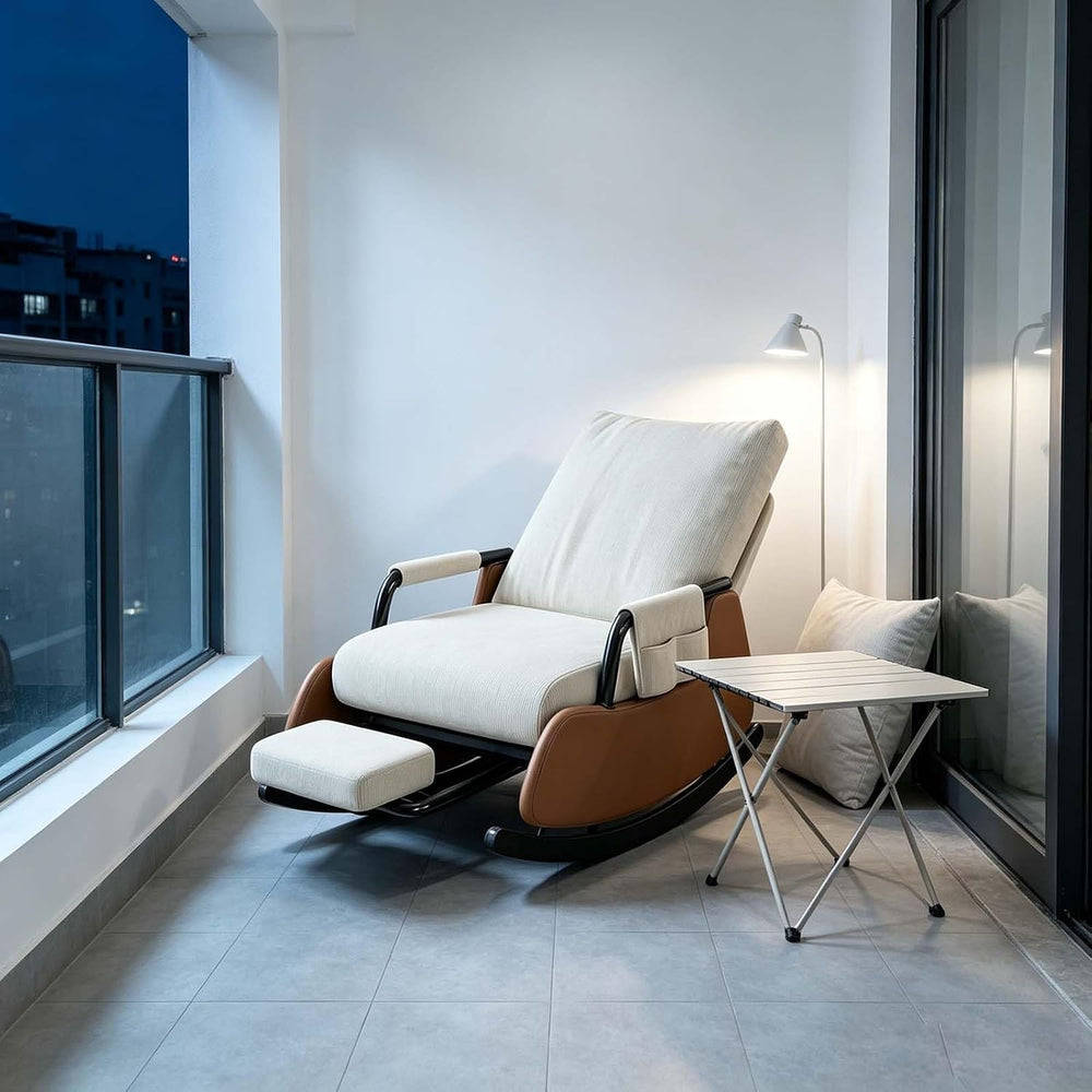 Indoor Leisure Rocking Chair with Removable Foot Stool | Adjustable Backrest ...