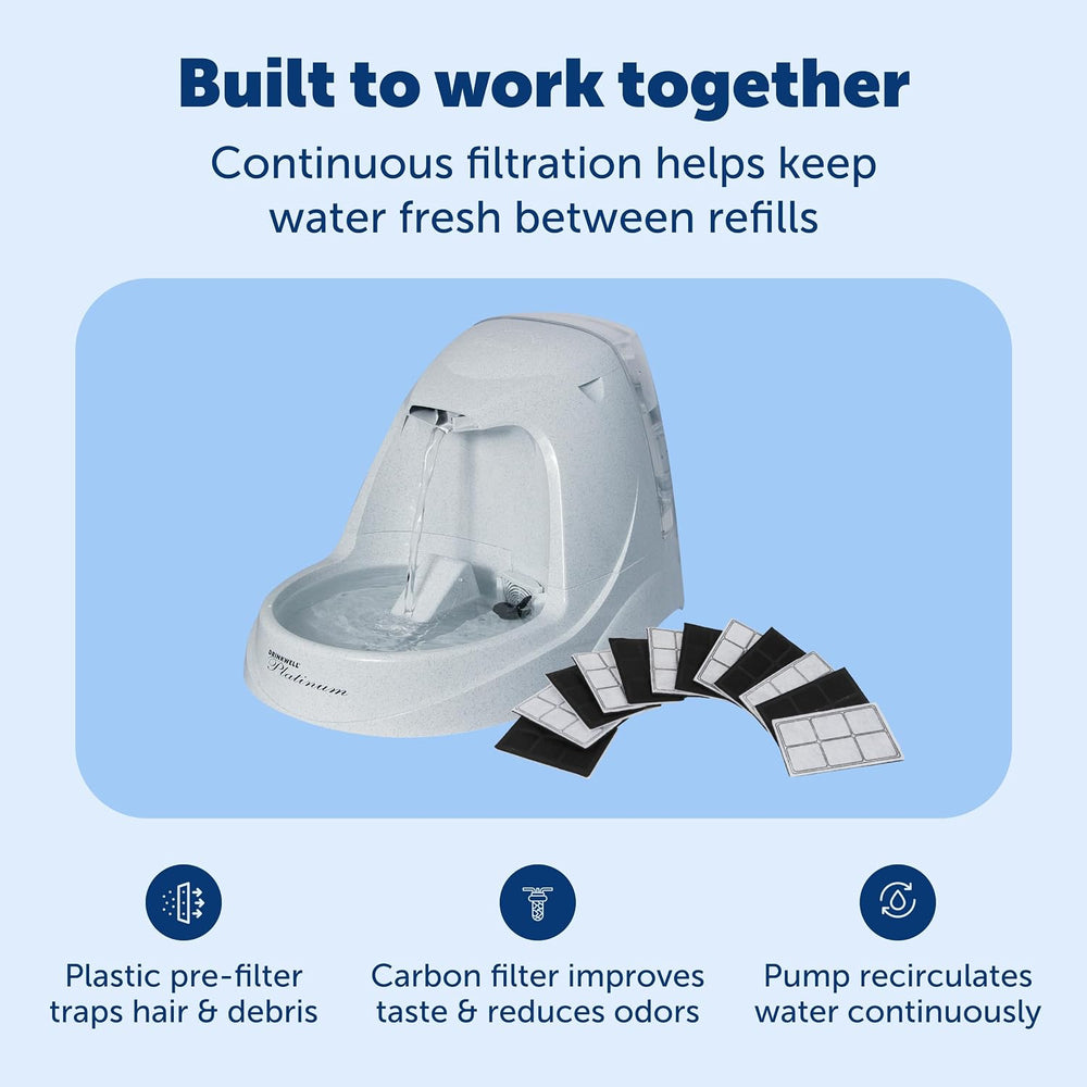 PetSafe Drinkwell Platinum Cat & Dog Water Fountain + 12 Carbon Filters