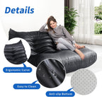 Foam Bean Bag Chairs for Adults,Big Faux Leather Bean Bag Lounger Couches, Modern Sofa,Floor Lazy Sponge Couch for Living Room Bedroom Dorm Office,Black