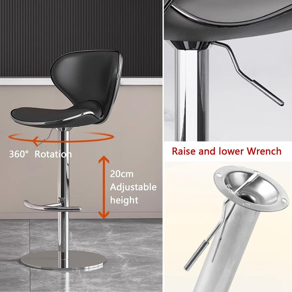 Commercial Stainless Steel Stool, Home Office Desk Chair, Height Stool Chairs, 360° Free Rotation, for Corporate Reception, Bar, Cafe, Changing Room(Black)