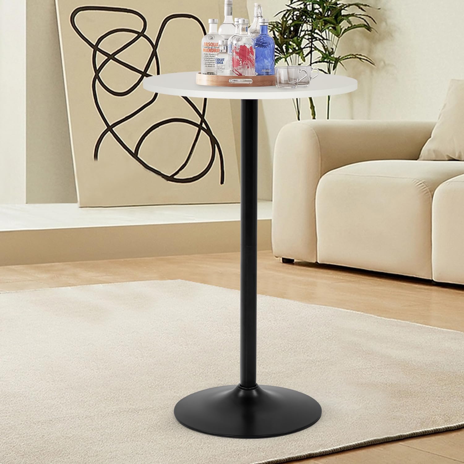 PayLessHere Bistro Bar Table 40 Inch Round Table Height Top Pub Table Cocktail for Home, Kitchen and Dining Room