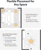 FLEXISPOT 28" Adjustable Height Round Dining Bar Table, Gas Spring Lift | 27.56" Round table with modern design.Kitchen table for dining,sofa side and party use.25.8"–40.8"Adjustable Height,White