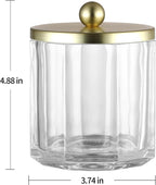 Clear Transparent Apothecary Octagional Shaped Glass Canister Jar With Gold Metal Lid Cover for Bathroom Organization, Cotton Balls, Q Tips, and Small Accessories, Bathroom Storage
