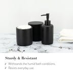 ZCCZ Black Matte Bathroom Accessories Set 6 Pieces - Toothbrush Holder, Lotion Dispenser, Qtip Container, Vanity Tray, Tumbler - Countertop Organizer for Bathrooms - Elegant and Functional Décor Set
