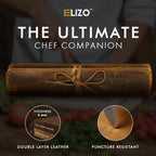 Personalized Premium Full Grain Leather Chef Knife Roll, 17L x 14W Inches Knife Storage Travel Case, Professional Custom Monogram Embossed Chef Knife Case - Holds 4 Chef Knives