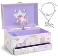 Jewelkeeper Jewelry Box for Girls with Drawer - Spinning Unicorn Doll to The Beautiful Dreamer Tune Music Box - Little Girls' Jewelry Set Includes Unicorn Bracelet and Necklace - 5Dx7Wx4H Inches