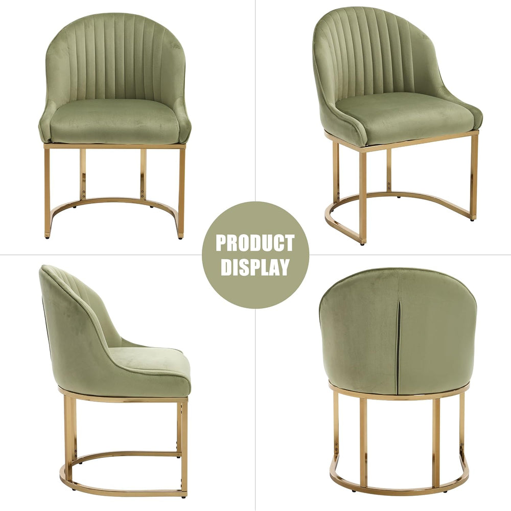 Velvet Dining Chairs Set of 2, Upholstered Dining Room Chairs with Silver Met...