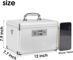 Medicine Lock Box with Key, Alluminum Alloy Box for Medication,First Aid Box with a Removeable Tray to Store Medicines & Pills for Home, Silver 12 * 7.68 * 7.87 Inch