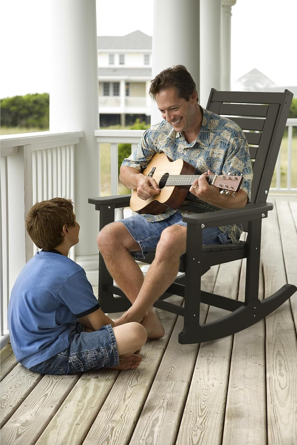 BRIOPAWS Outdoor Rocking Chairs | Set of 2 | Porch Rockers | HDPE Plastic| Bl...