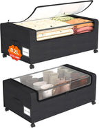 Webetop Under Bed Storage Containers with Wheels,12 inch Under the Bed Storage Bins with Clear Lid for Underneath Small Spaces Dorms, Blankets (2 Pack, 30.7"x17.3"x12")