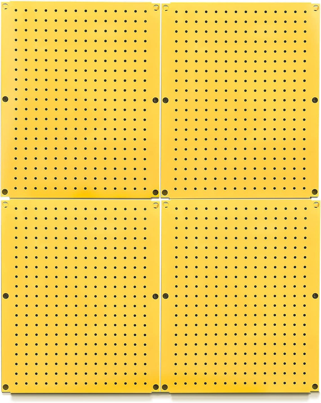 Metal Pegboard 12-Inch Tall x 16-Inch Wide Heavy Duty Wall Organizer for Home Garage Tool Storage 4pcs Yellow