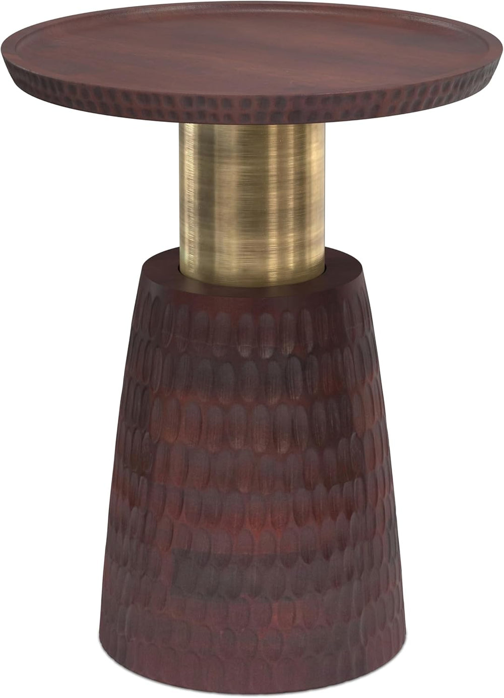 SIMPLIHOME Breanna End Table - 16 inch Wide Solid Mango Wood and Metal Round ...
