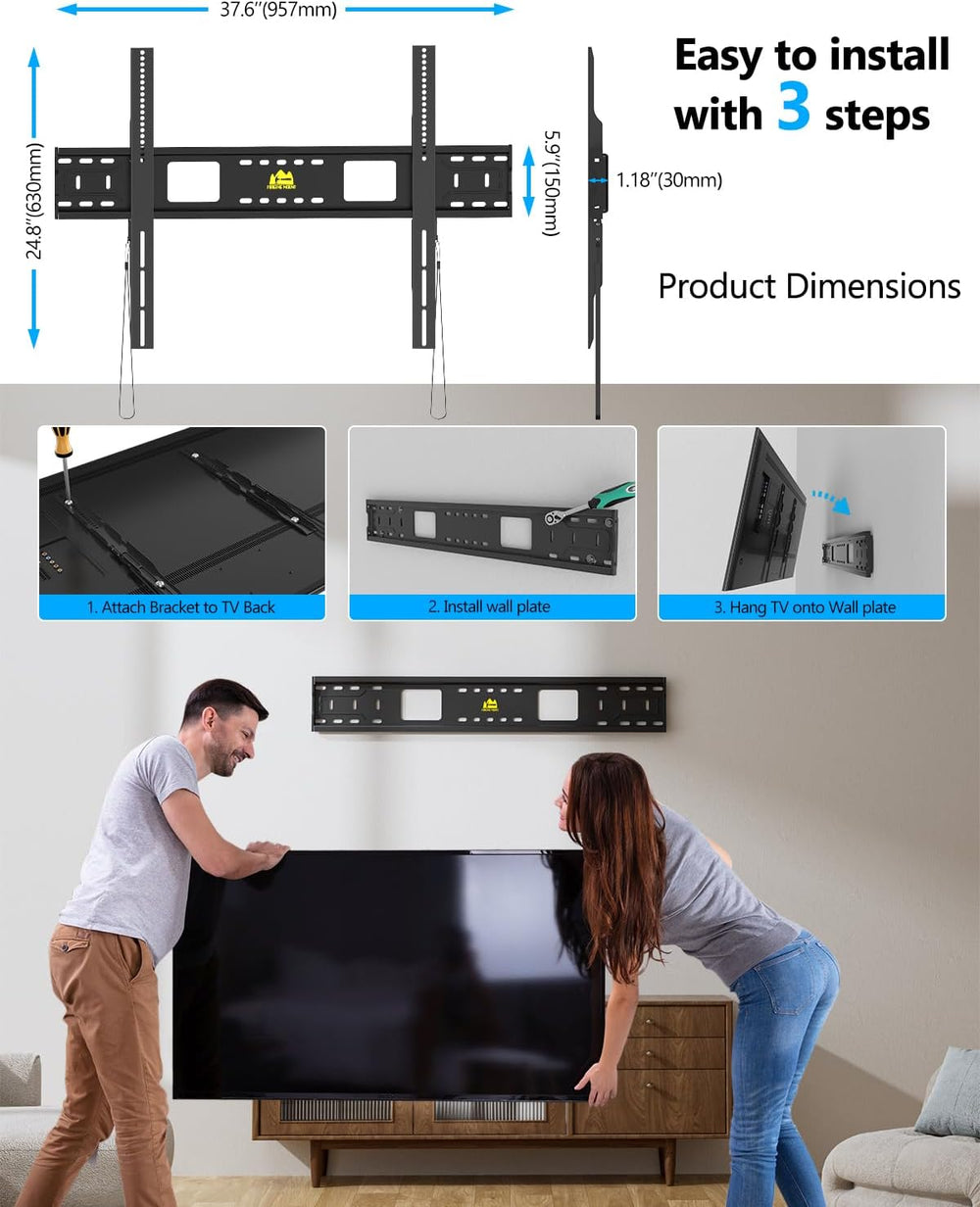 FORGING MOUNT Heavy Duty Fixed TV Wall Mount Holds up to 275Lbs for 50-120 in...