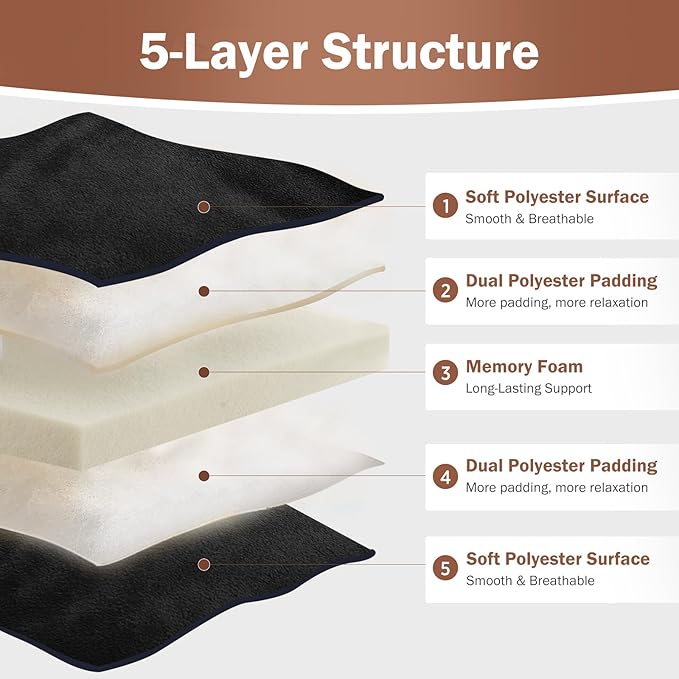 Japanese Floor Futon Mattress Full Size 54"x 80", 2.5'' Thick Foldable Roll Up Floor Bed Sleeping Pad, 25D Foam Filled Tatami Mat with Straps for Guest Room, Dormitory & Camping, Black
